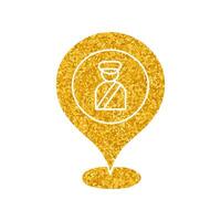 drawing in gold color style pin map checkpoint vector