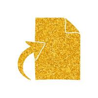 Upload document drawing in gold color style vector