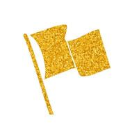 Waving white flag drawing in gold color style vector