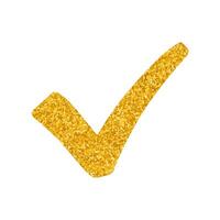 Check mark drawing in gold color style vector