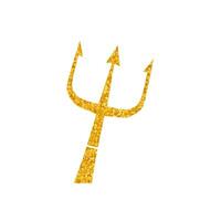 Poseidon trident drawing in gold color style vector