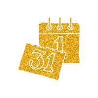 New year calendar drawing in gold color style vector