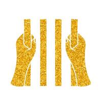 Jail bars drawing in gold color style vector
