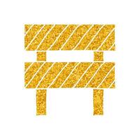 Road warning sign drawing in gold color style vector