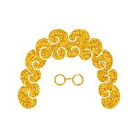 Judge hair and eyeglasses drawing in gold color style vector