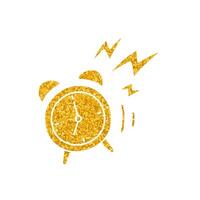 Alarm clock drawing in gold color style vector