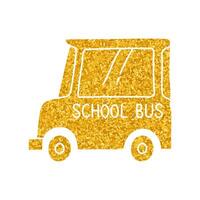 School bus drawing in gold color style vector