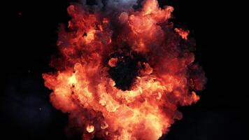 Dynamic Fiery Explosion Ring Against a Dark Background video