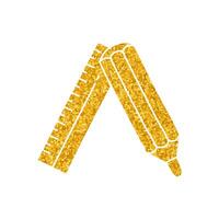 Pencil and ruler drawing in gold color style vector