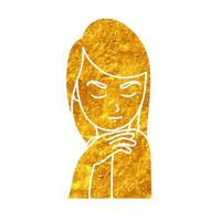 Female beauty model posing drawing in realistic gold color style vector