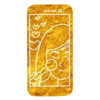 Beauty make up online tutorial drawing in realistic gold color style vector