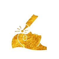 Beauty skin laser treatment drawing in realistic gold color style vector
