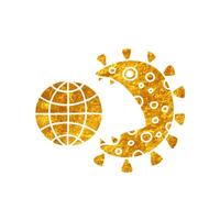 World icon and virus concept drawing in realistic gold color style vector