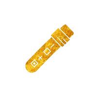 Lab testing tube with positive and negative result drawing in realistic gold color style vector