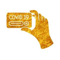 Swab testing kit covid19 disease detection instrument drawing in realistic gold color style vector