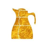 Drinking serving jug drawing in realistic gold color style vector