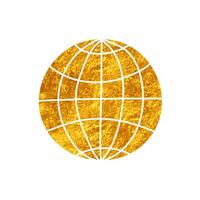 World drawing in realistic gold color style vector