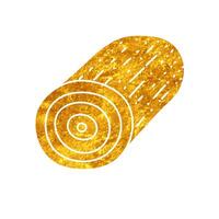 Single wood log drawing in realistic gold color style vector
