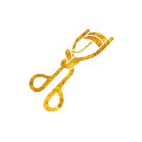Eye lash tool drawing in realistic gold color style vector