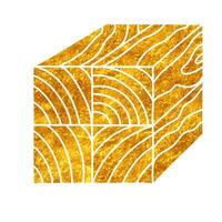 Wood post stacked marking drawing in realistic gold color style vector