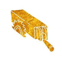 Table saw and fence drawing in realistic gold color style vector