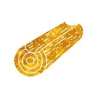 Cabin wood log drawing in realistic gold color style vector