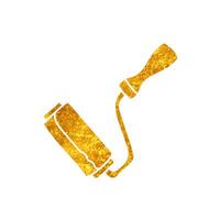 Paint roller drawing in realistic gold color style vector