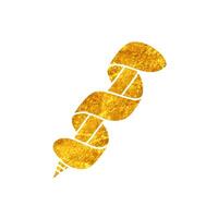 Wood hole point drill bit drawing in realistic gold color style vector
