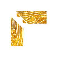 Corner wood joint using biscuit drawing in realistic gold color style vector