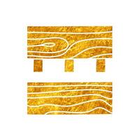 Wood pieces joint using dowels drawing in realistic gold color style vector
