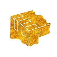 Wood finger joint drawing in realistic gold color style vector