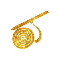 Wood log timber cant hook drawing in realistic gold color style vector