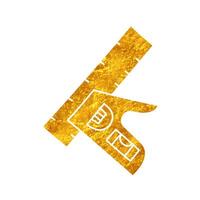Woodworking tool adjustable measure ruler drawing in realistic gold color style vector