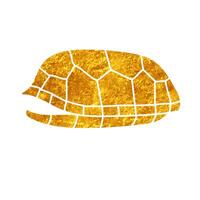Tortoise shell drawing in realistic gold color style vector