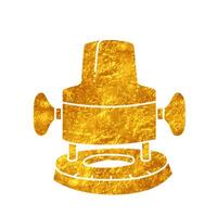 Electric woodworking router drawing in realistic gold color style vector