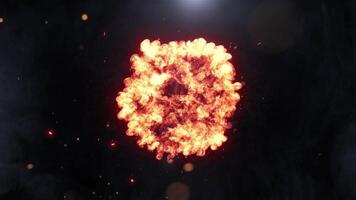 Fiery Explosion in Dark Background Showing Energy and Heat Intensity. video