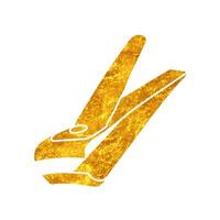 Toe nail clipper drawing in realistic gold color style vector