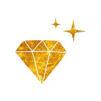 Diamond drawing in realistic gold color style vector