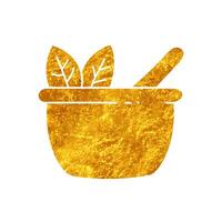 Herbs drawing in realistic gold color style vector