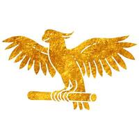 Cockatoo bird animal pet drawing in realistic gold color style vector