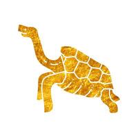 Galapagos giant tortoise drawing in realistic gold color vector
