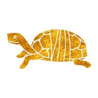 Injured tortoise shell carapace drawing in realistic gold color style vector