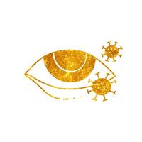 Virus contracted eye drawing in realistic gold color style vector
