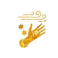 viruses on palm hand drawing in realistic gold color style vector