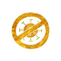 No virus drawing in realistic gold color style vector