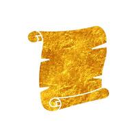 old parchment roll drawing in realistic gold color style vector