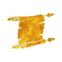 Vintage parchment roll drawing in realistic gold color style vector