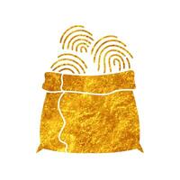 Fingerprint identity harvest drawing in realistic gold color style vector
