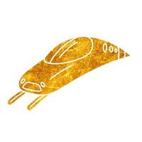 Bullet train drawing in realistic gold color style vector