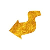 back arrow drawing in realistic gold color style vector